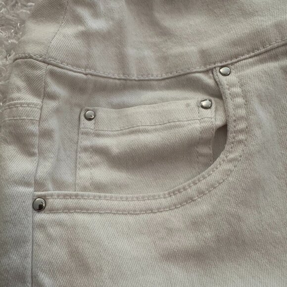 Blair Denimease Flat Waist Pull-On White Jeans Size 12MS - Picture 2 of 8